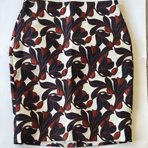 Ann Taylor off white with orange and black Floral Pencil Skirt